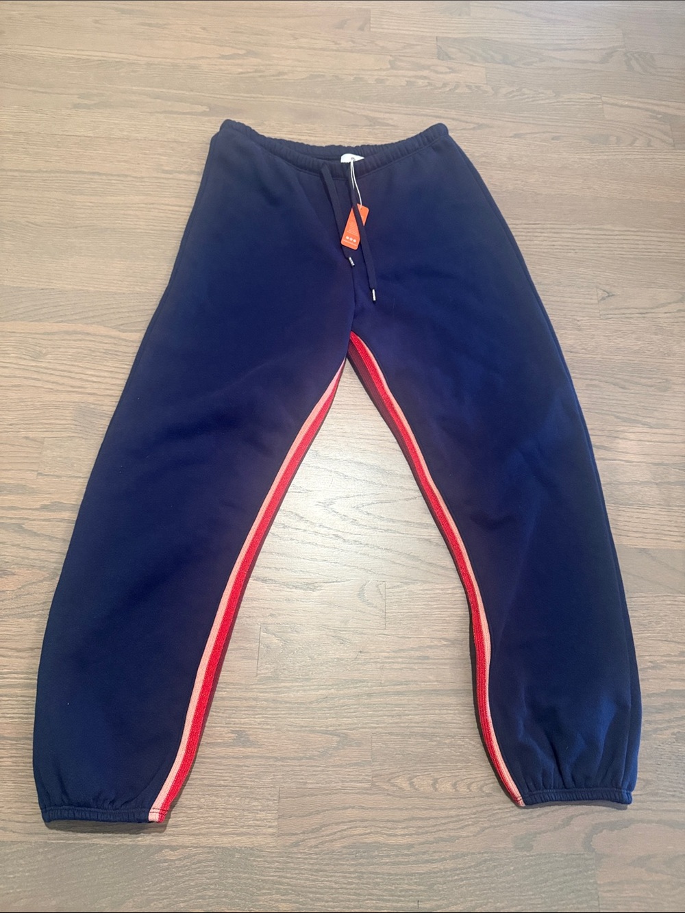 Sundry Navy Track Pants with Red and Pink Side Stripes